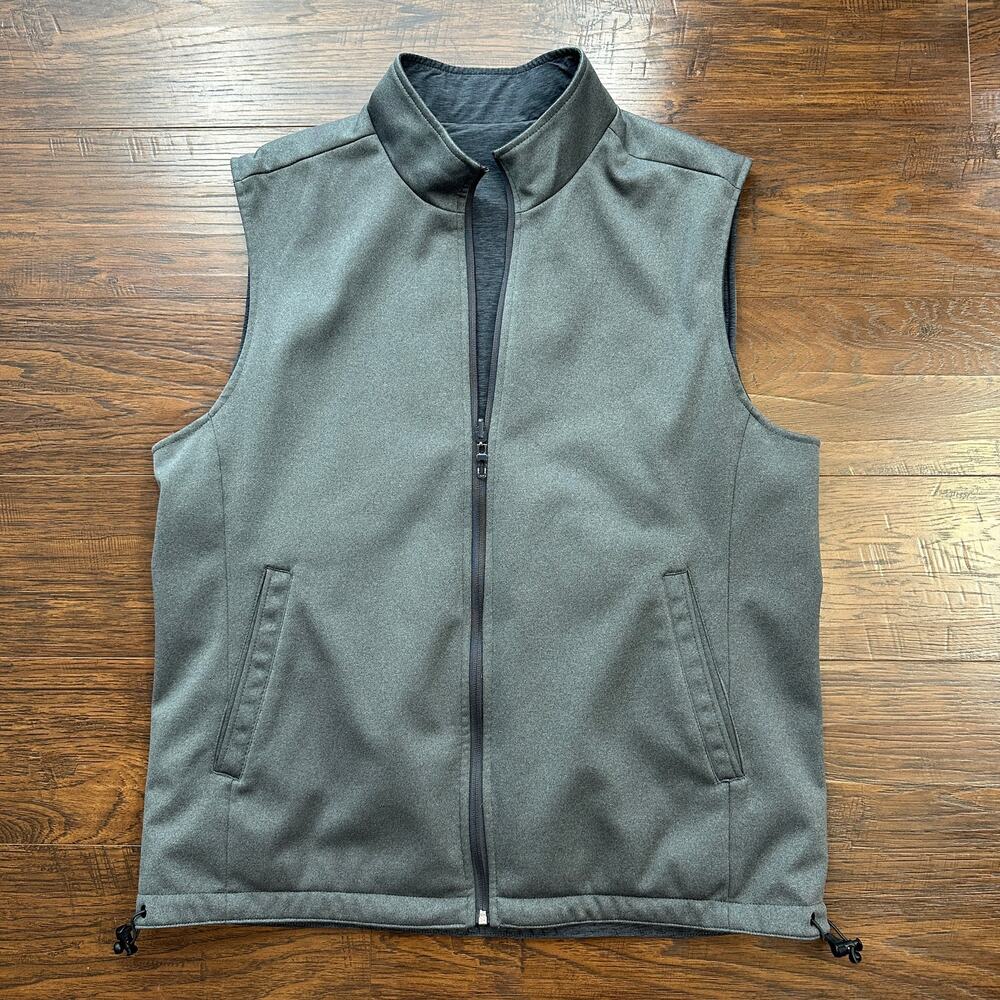 Johnston and Murphy XC4 Vest Mens L Gray Heathered Reversible Zip Golf Minimal